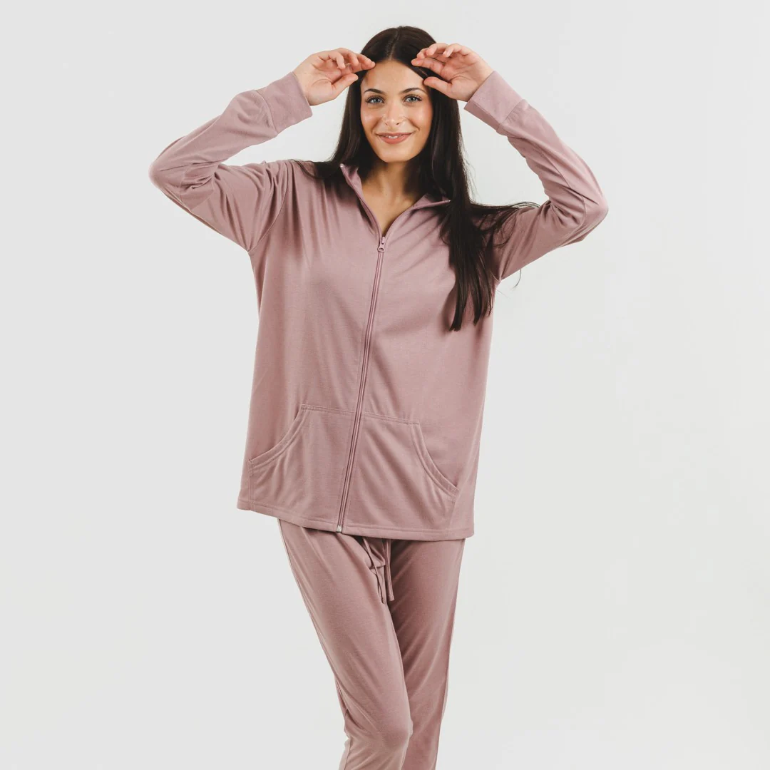 Conjunto deportivo chaqueta cremallera mujer malva - Imagen 3