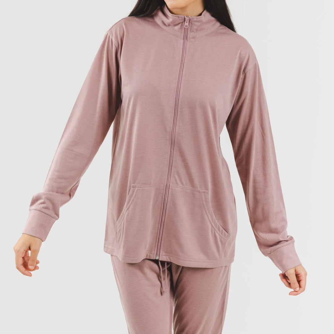 Conjunto deportivo chaqueta cremallera mujer malva - Imagen 4