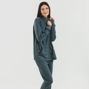 Conjunto deportivo chaqueta cremallera mujer verde azulado