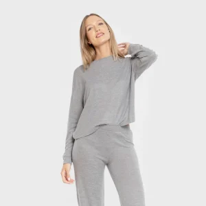 Pijama angorina liso gris mezcliyado