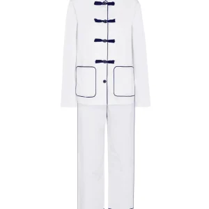 PIJAMA CON RIBETE BLANCO Y MARINO