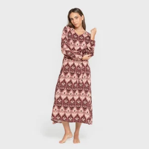 Vestido midi manga larga pico viscosa Ceramide